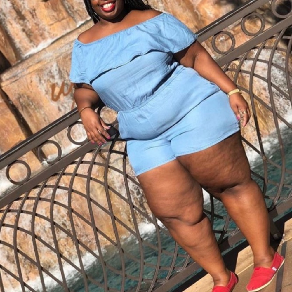 Off-Shoulder Jeans Romper